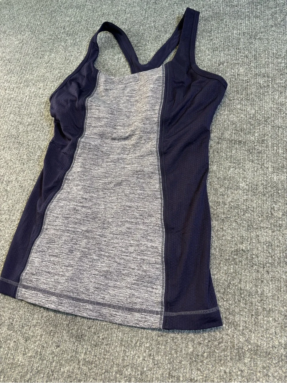 Lululemon Get Fit Tank Built In Bra Heathered Indigo Navy Racerback Size 6